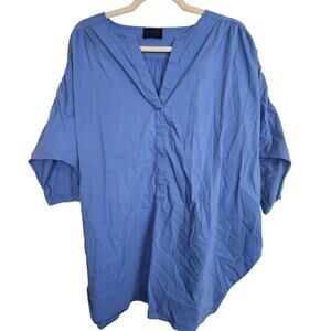 Q Neel Top Tunic Top Women 10 Blue V-Neck Top Women Half Sleeve Blouse Women